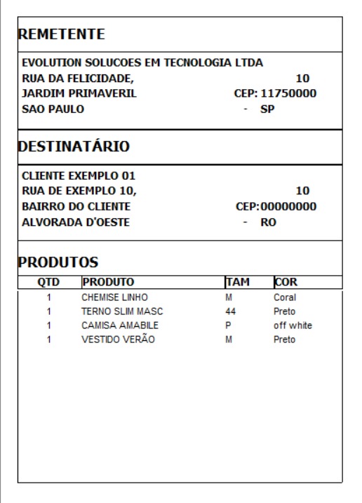 ETIQUETA DE ENVIO (SEM INTEGRAÇÃO)  LOGÍSTICA & EXPEDIÇÃO