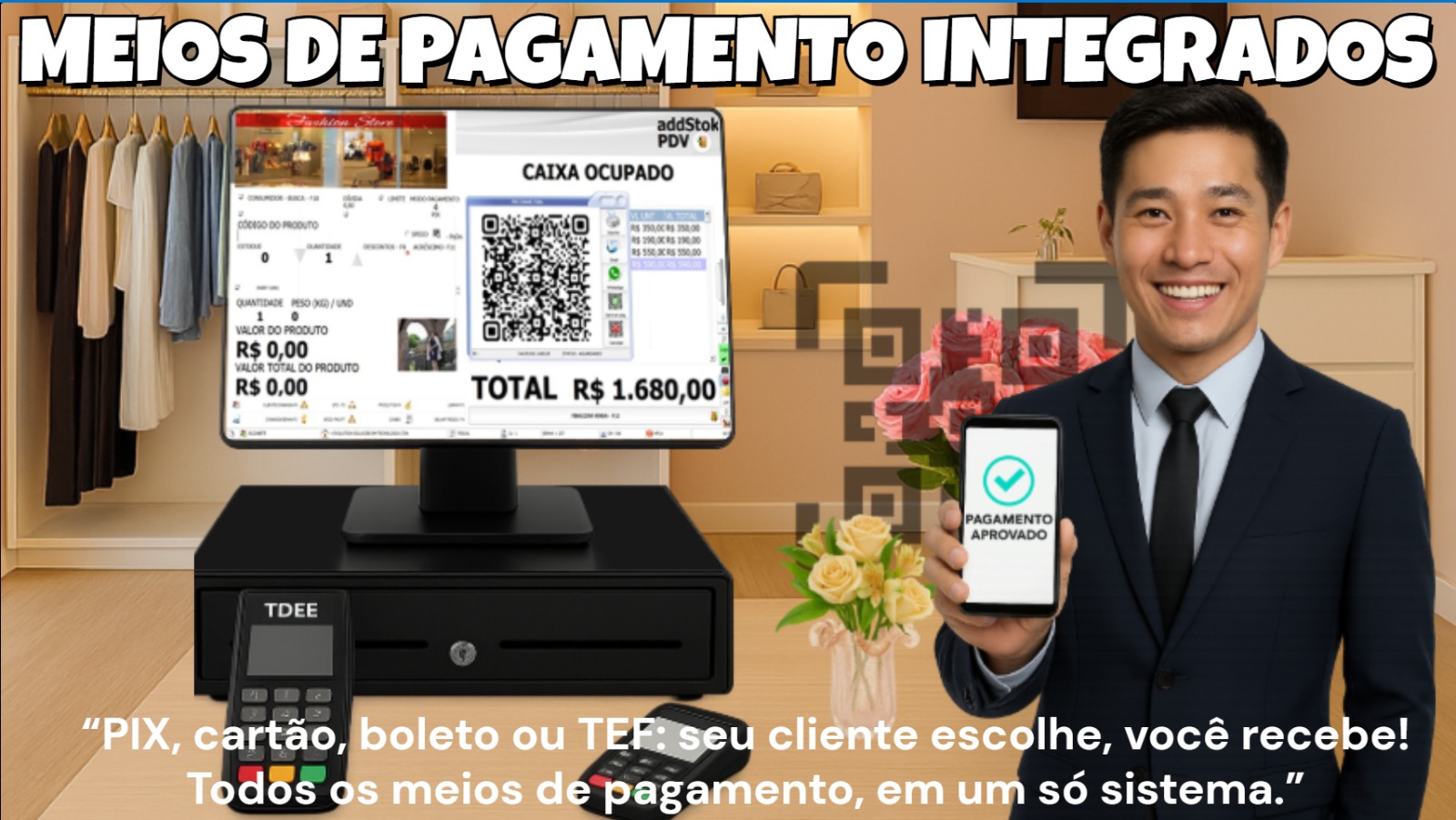MEIOS DE PAGAMENTO INTEGRADOS- PIX, CARTÕES, TEF
